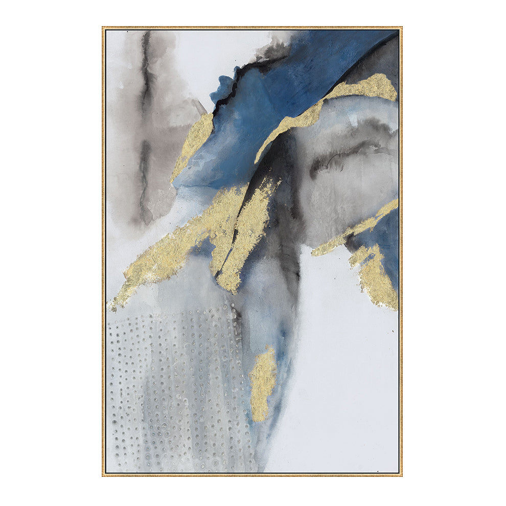 INDIGO WATERFALL GOLD LEAF CANVAS